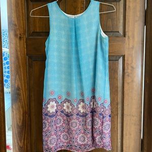 Light blue and maroon dress
